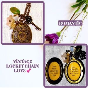 COPY - ROMANTIC Vintage Locket Necklace, Brass & Stones💗
